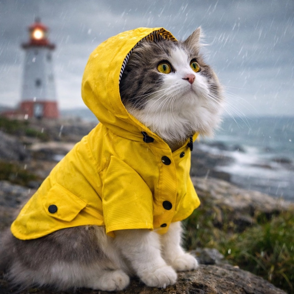 Yellow Striped Cat Raincoat Pet Hooded Outdoor Jacket Cute for Cats & Small Pets